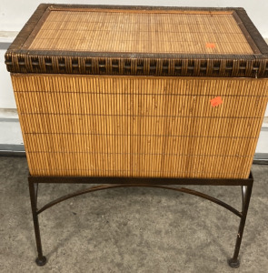 Wicker Storage Box on Metal Stand