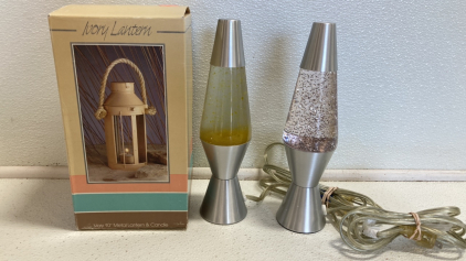 (1) Tea Light Lantern, (2) Mini Lava Lamps