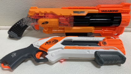 (1) Nerf Vagabond Gun, (1) Nerf Roughcut 2x4 Gun