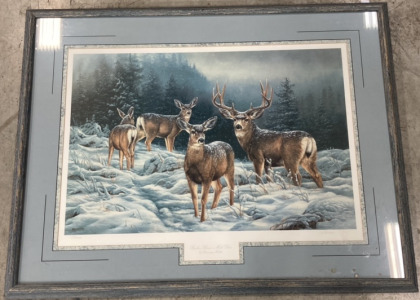 Framed Signed &ldquo;Broken Silence - Mule Deer&rdquo; by Rosemary Millette Print