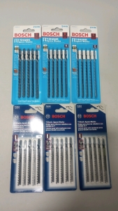 (3) Brand New Packs Of (5) Bosch T-Shank 6TPI Wood Cutting 4.5" Jigsaw Blades (3) Brand New Packs Of (5) Bosch HCS 5-6 TPI Woid Cutting 3" Jigsaw Blades