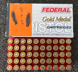 (50) ROUNDS OF FEDERAL GOLD MEDAL 45 AUTO 185 GR.