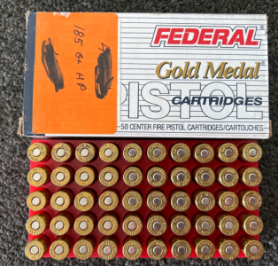 (50) ROUNDS OF FEDERAL GOLD MEDAL 45 AUTO 185 GR.