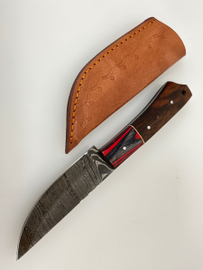 DAMASCUS KNIFE WITH SHEATH; PLEASE INSPECT