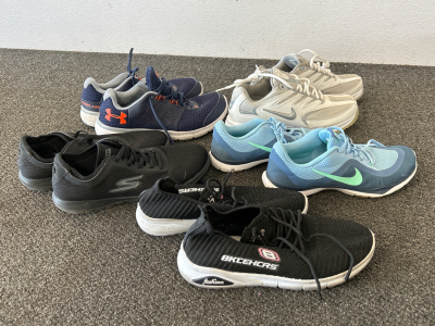 GENTLY USED WOMEN&rsquo;S NIKE, UNDER ARMOUR, SKETCHERS: NIKE GOLF SHOES (8.5), NIKE FLEX (7.5), UNDER ARMOUR (9.5), SKETCHERS (9-9.5) PLEASE INSPECT