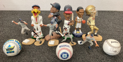 BASEBALL BOBBLE HEADS, BASKETBALL BOBBLE HEAD AND BASEBALLS; PLEASE INSPECT