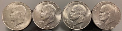 (4) 1972 EISENHAUER DOLLARS COINS&mdash; VERIFIED AUTHENTIC