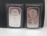 (2) 1 Troy Oz Fine Silver Bars