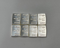 (8) 1 Gram Fine Silver Bars