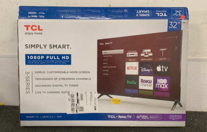 SIMPLY SMART 1080P FULL HD TCL AND ROKU TV 32&rdquo;(TURNS ON) W/ TOSHIBA REMOTE