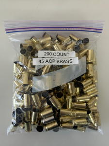 BAG OF 200 COUNT .45 ACP BRASS