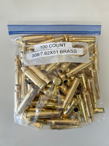 BAG OF 100 COUNT 308/ 7.62x 51 BRASS