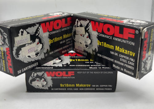 (3) Boxes Wolf 9x18 Makarov