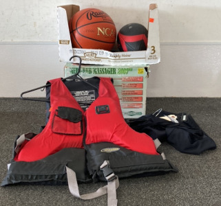 MEDI-RUB MASSAGER 2000, BASKETBALL, FOOTBALL, STEARNS LIFE JACKET, BORAH TEAMWEAR MENS CYCLERY BIB