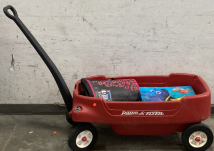 RADIO FLYER TWO SEATER WAGON, CRAYOLA ART SET, MONSTER HIGH PLAY MAT
