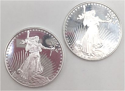 (2) One Troy Ounce .999 Fine Silver Coin