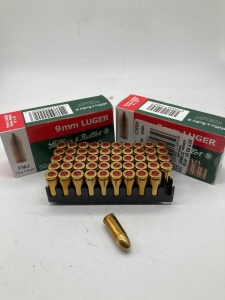 (3) Boxes of 9mm Luger 125Gr