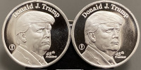 (2) ONE TROY OUNCE DONALD TRUMP .999 FINE SILVER ROUNDS— VERIFIED AUTHENTIC; PLEASE INSPECT
