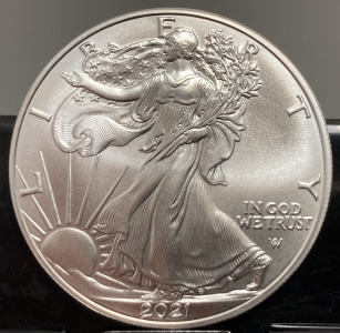 2021 ONE OUNCE FINE SILVER WALKING LIBERTY ROUND— VERIFIED AUTHENTIC; PLEASE INSPECT