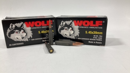 (80) Rds Wolf 5.45x39mm 60gr.FMJ