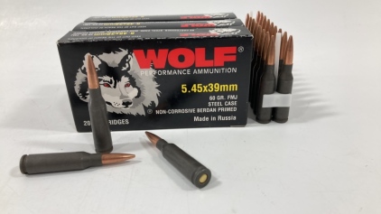 (80) Rds Wolf 5.45x39mm 60gr. FMJ