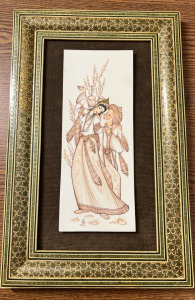 VINTAGE PERSIAN CAMEL BONE PAINTING W/ FRAME; PLEASE INSPECT