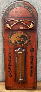 RARE VINTAGE PAYN & MCNAUGHTON CIGAR TOBACCO WOODEN THERMOMETER SIGN; PLEASE INSPECT