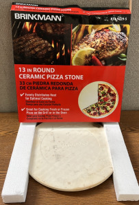 BRINKMANN 13” ROUND CERAMIC PIZZA STONE; PLEASE INSPECT