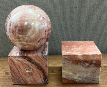(3) PINK MARBLE BOOK ENDS; PLEASE INSPECT