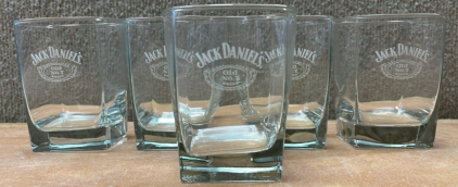 (5) JACK DANIEL’S WHISKEY GLASSES; PLEASE INSPECT