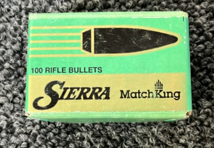100 SIERRA 22 CAL .224 DIA 52GR. HPBT MATCH 1410 RIFE BULLETS ( UNOPENED ) PLEASE INSPECT