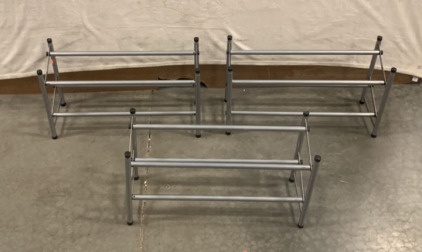 (3) EXTENDABLE METAL SHOE RACKS; PLEASE INSPECT