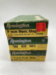 (3) Boxes 7mm REM Mag 150gr