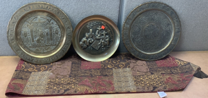 METAL PLATED WALL DECOR W/ TAPESTRY; PLEASE INSPECT