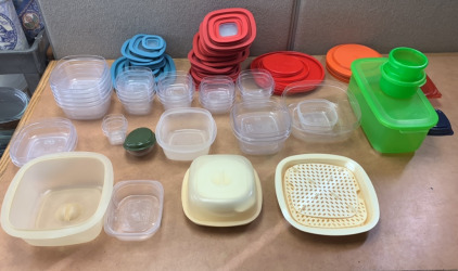 SUPERSEAL TUPPERWARE, RUBBER MAID TUPPERWARE, ARC TUPPERWARE, JOI TUPPERWARE, FITSFRESH TUPPERWARE, W/ MICRO BUDDY TUPPERWARE; PLEASE INSPECT