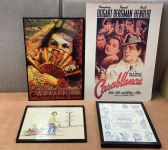 CASABLANCA MOVIE POSTER, CARMEN SEATTLE OPERA POSTER, AND MORE; PLEASE INSPECT