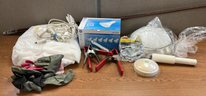 RUBBER WEATHER SEAL, CLAMPS, LIGHT FIXTURE, LIGHT BULBS, AND MORE; PLEASE INSPECT
