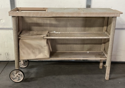 ROLLING LAUNDRY CART W/ SHELVES (BB) PLEASE INSPECT