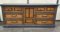 GREY/ WOOD LONG DRESSER ( 6’ X 19”) PLEASE INSPECT