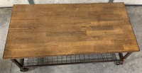 RUSTIC WOOD/METAL ROLLING COFFEE TABLE (4FT/2FT) PLEASE INSPECT - 2