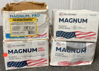 (4) MAGNUM PRO 21 ROUND HEAD PLASTIC STRIP NAILS; PLEASE INSPECT