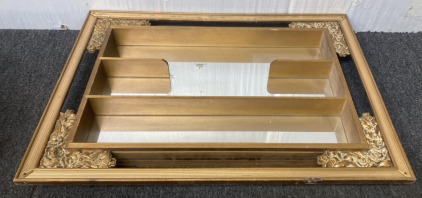 FRAMED MIRROR W/ SHELVES. PLEASE INSPECT