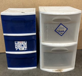 (2) PLACTIC ORGANIZATION STORAGE BINS; PLEASE INSPECT