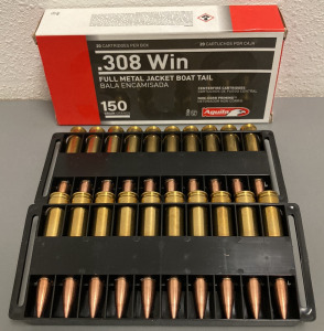 (20) RNDS AGUILA .308 WIN FULL METAL JACKET BOAT TAIL AMMO