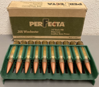 (20) RNDS. PERFECTA .308 WINCHESTER 147 GRAIN FMJ AMMO