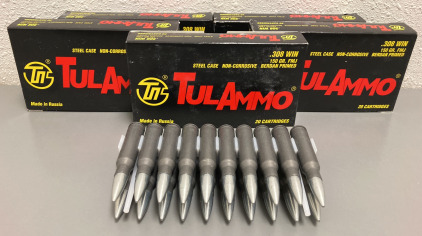 (100) RNDS. TULAMMO .308 WIN 150 GR. FMJ AMMO MADE IN RUSSIA