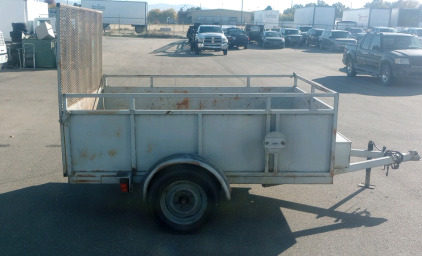 12' x 6' Gray Steel Utility Trailer With Ramp and Storage