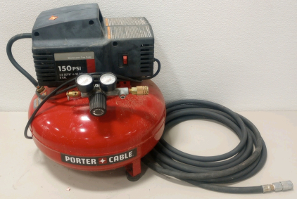 Porter Cable 6-Gallon 150PSI 2.6 SCFM @90 PSI Air Compressor With Airhose