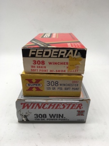 (3) Boxes 308 Winchester 180/150/125 grs