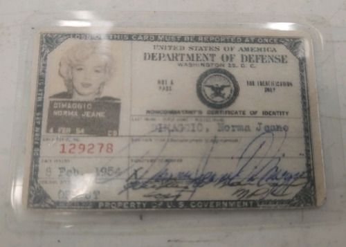 Marilyn Monroe Department Of Defense ID ( Replica )